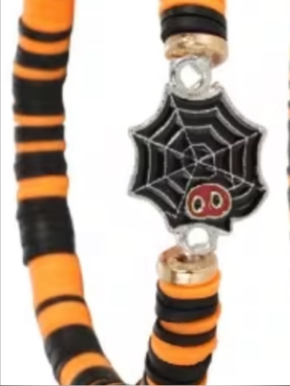 Halloween Women Kids Spider Web Bracelet- Orange & Black NEW NWT - Picture 7 of 8